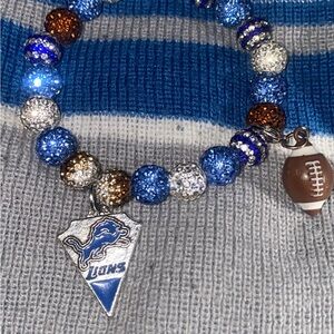 Lions Blue and Silver Beaded Bracelet
